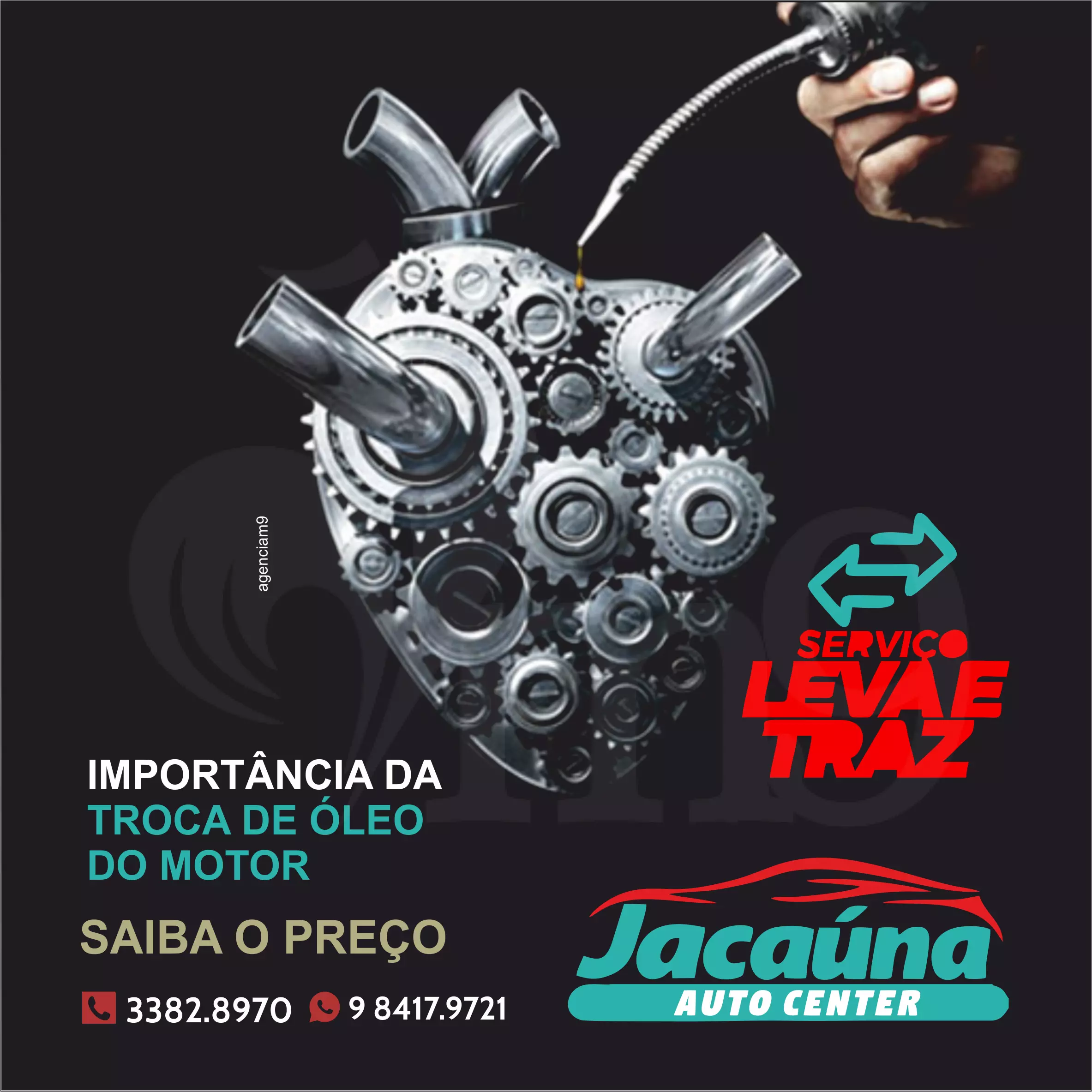 Propaganda criativa sobre Troca de Óleo do Motor serviço de Auto Center